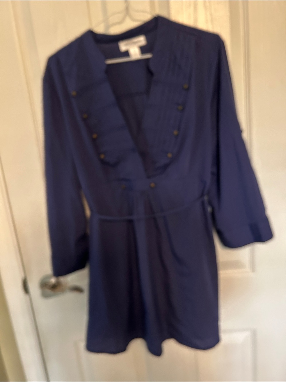 Motherhood Navy Long Sleeve V-Neck Maternity Dress